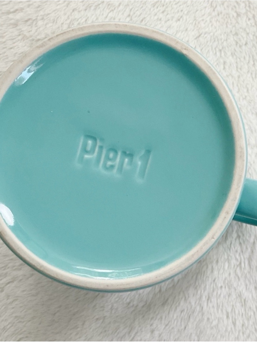 Pier 1 Aqua Turquoise Ribbed Coffee Mugs Set 2 Coastal Cottage - Picture 4 of 12